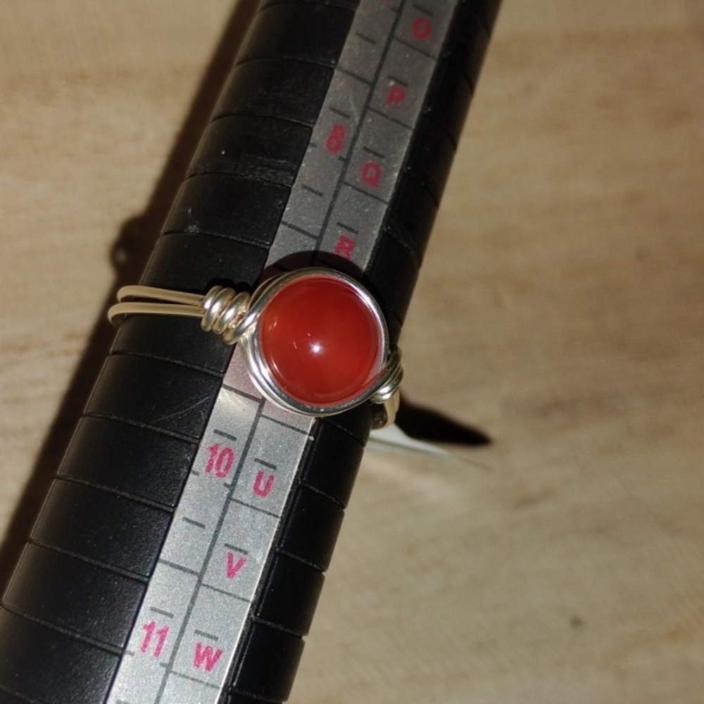Wire Ring  Carnelian Type Stone